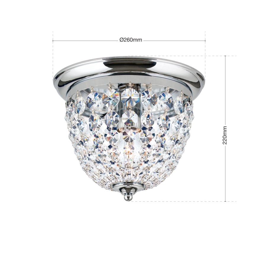 Vägglampa i kristall PLAFOND 1xE27/40W/230V diameter 26 cm skinande krom