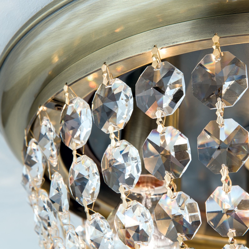 Vägglampa i kristall PLAFOND 6xE27/40W/230V diameter 47 cm brons
