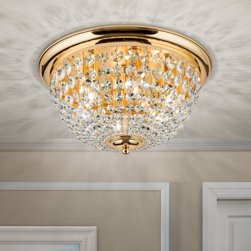 Vägglampa i kristall PLAFOND 6xE27/40W/230V diameter 47 cm guld