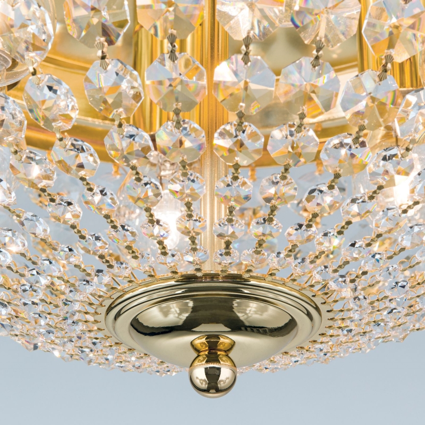 Vägglampa i kristall PLAFOND 6xE27/40W/230V diameter 47 cm guld