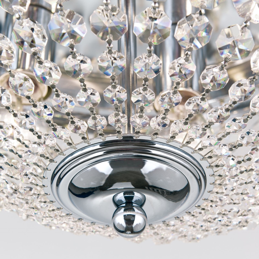 Vägglampa i kristall PLAFOND 6xE27/40W/230V diameter 47 cm skinande krom