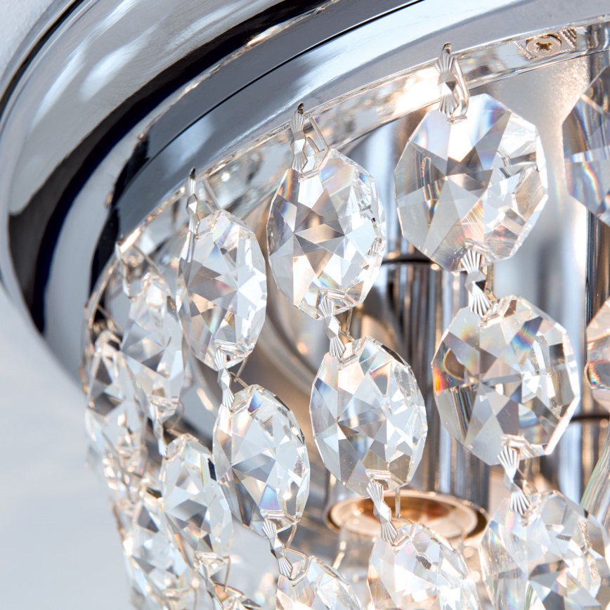 Vägglampa i kristall PLAFOND 6xE27/40W/230V diameter 47 cm skinande krom