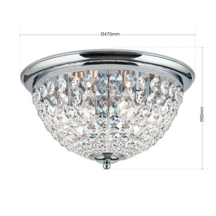 Vägglampa i kristall PLAFOND 6xE27/40W/230V diameter 47 cm skinande krom