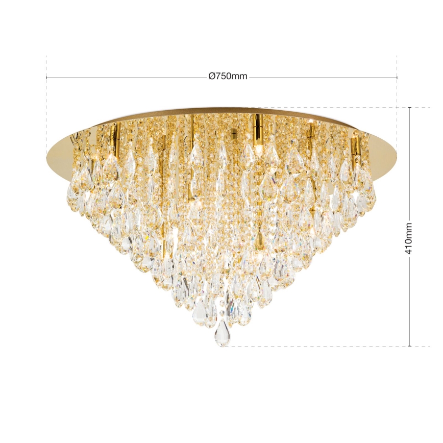 Vägglampa i kristall CELESTE 12xG9/40W/230V diameter 75 cm guld