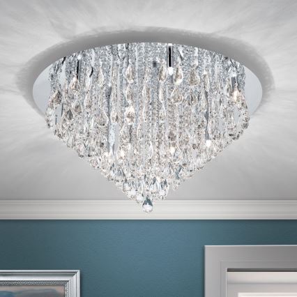 Vägglampa i kristall CELESTE 12xG9/40W/230V diameter 75 cm skinande krom