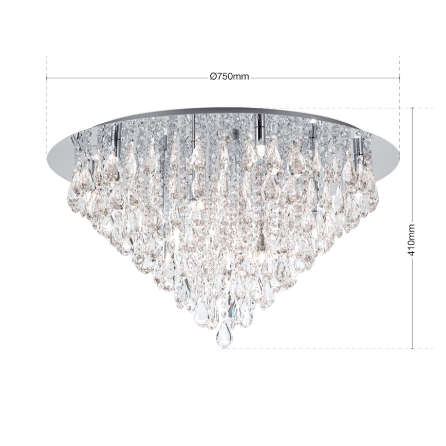 Vägglampa i kristall CELESTE 12xG9/40W/230V diameter 75 cm skinande krom