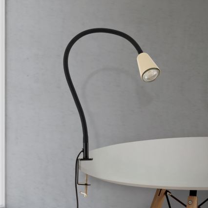Flexibel bordslampa med klämma DOTTY 1xGU10/10W/230V beige/svart