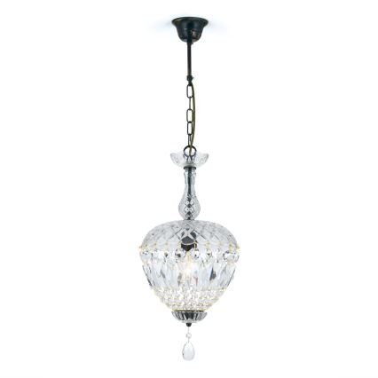 Ljuskrona i kristal med kedja ARILA 1xE27/60W/230V diameter 25 cm brun/patina