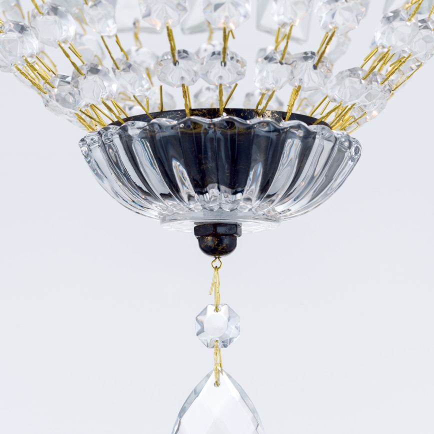 Ljuskrona i kristal med kedja ARILA 1xE27/60W/230V diameter 25 cm brun/patina