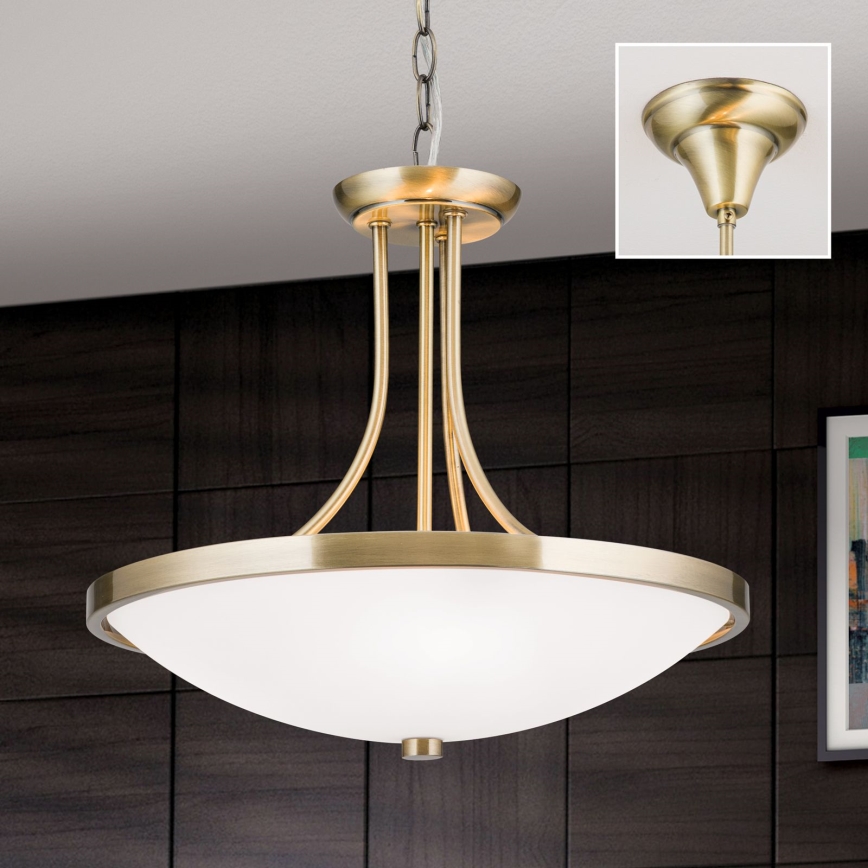 Ljuskrona på kedja AIDA 3xE27/60W/230V diameter 39,5 cm mässing