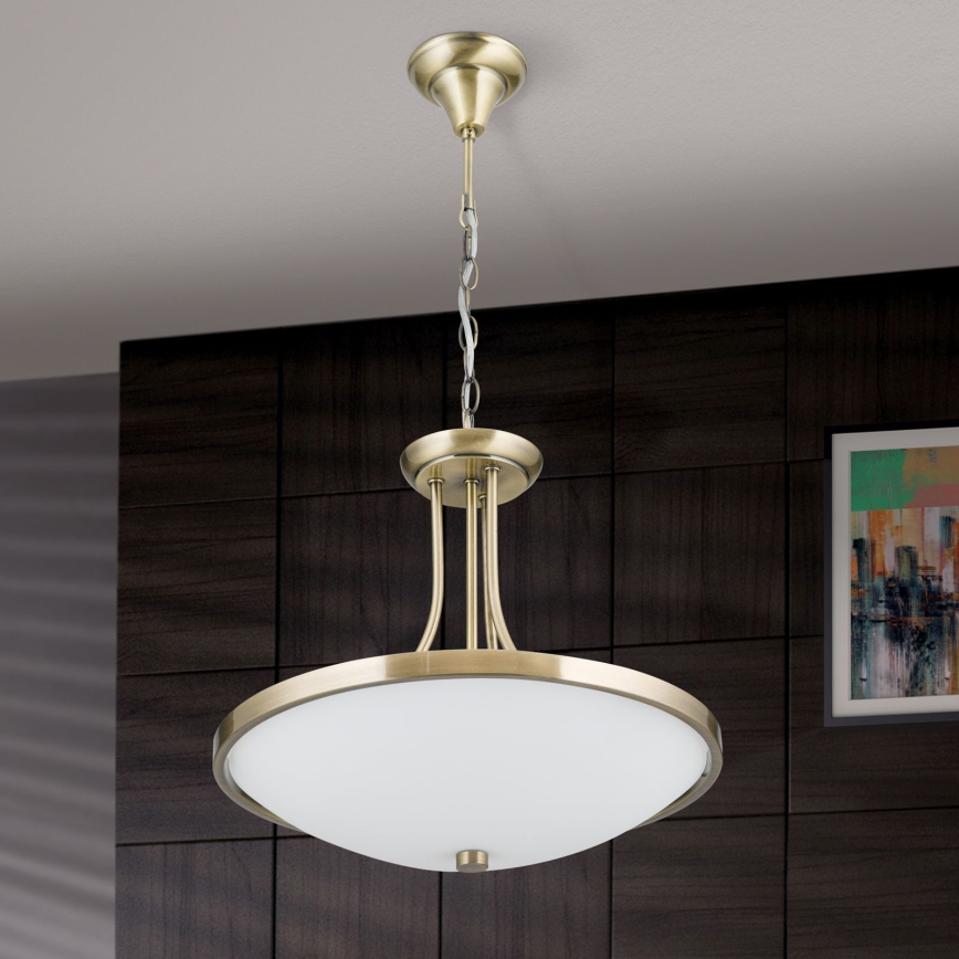 Ljuskrona på kedja AIDA 3xE27/60W/230V diameter 39,5 cm mässing