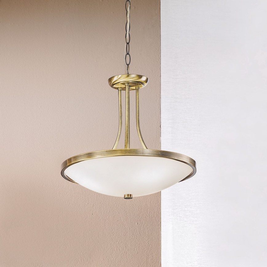 Ljuskrona på kedja AIDA 3xE27/60W/230V diameter 39,5 cm mässing