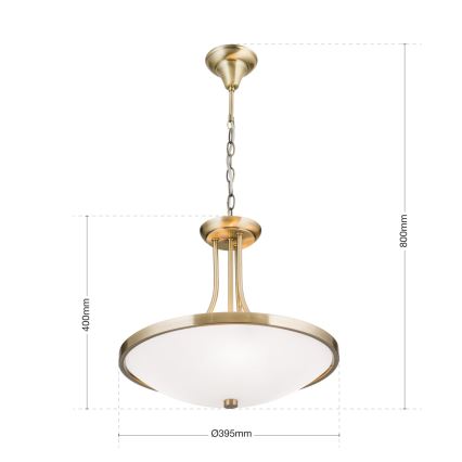 Ljuskrona på kedja AIDA 3xE27/60W/230V diameter 39,5 cm mässing