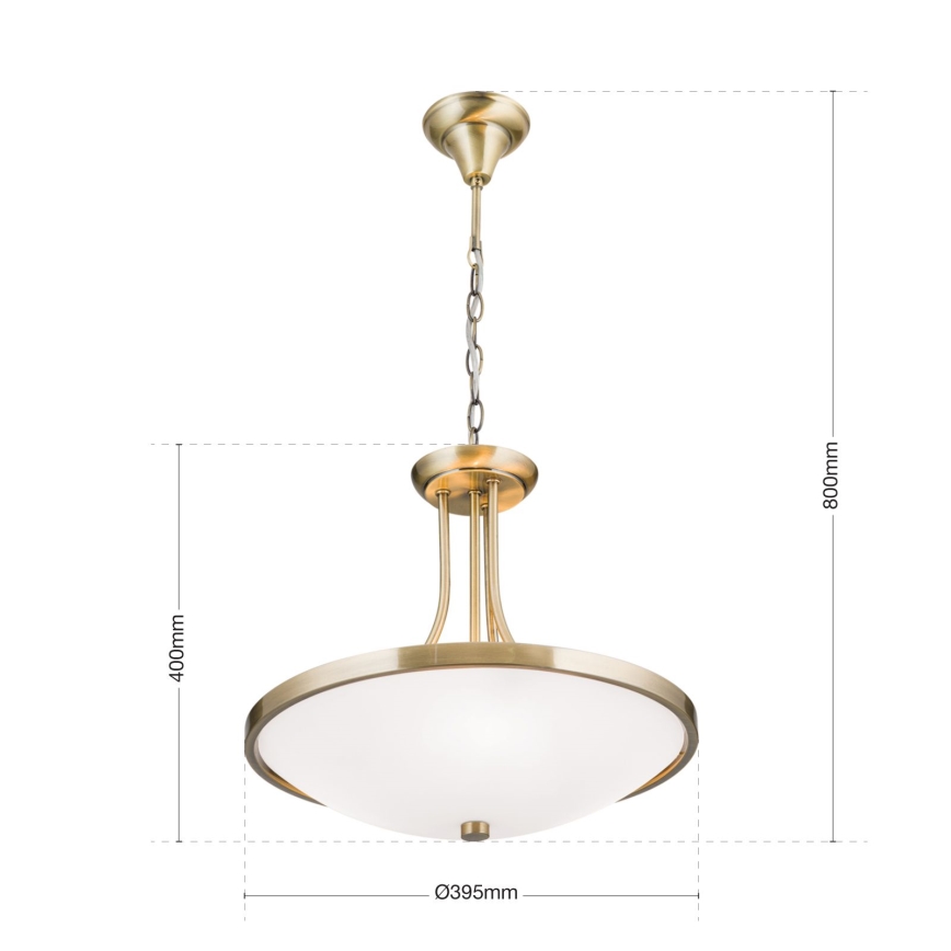 Ljuskrona på kedja AIDA 3xE27/60W/230V diameter 39,5 cm mässing