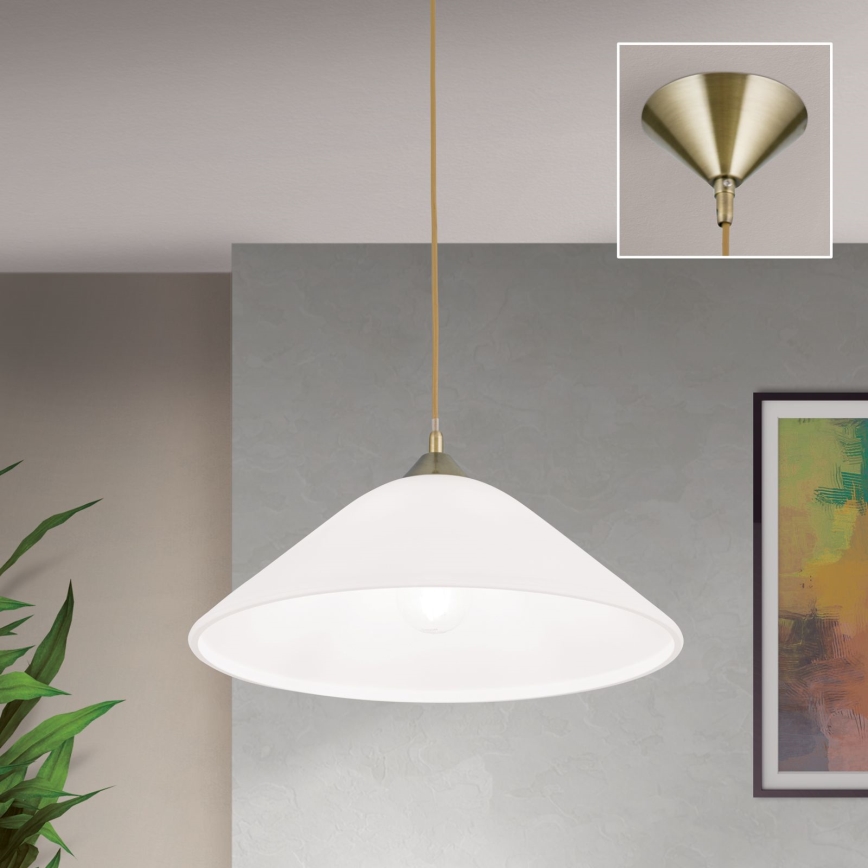 Ljuskrona med textilsladd GRADO 1xE27/60W/230V diameter 40 cm mässing