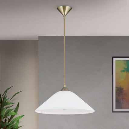 Ljuskrona med textilsladd GRADO 1xE27/60W/230V diameter 40 cm mässing