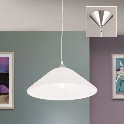 Ljuskrona med textilsladd GRADO 1xE27/60W/230V diameter 40 cm matt krom