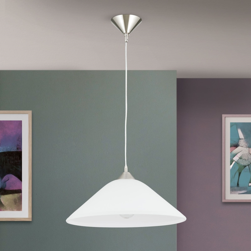 Ljuskrona med textilsladd GRADO 1xE27/60W/230V diameter 40 cm matt krom