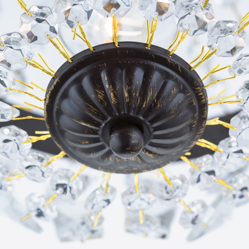 Ljuskrona i kristal med kedja ARILA 1xE27/60W/230V diameter 25,5 cm brun/patina