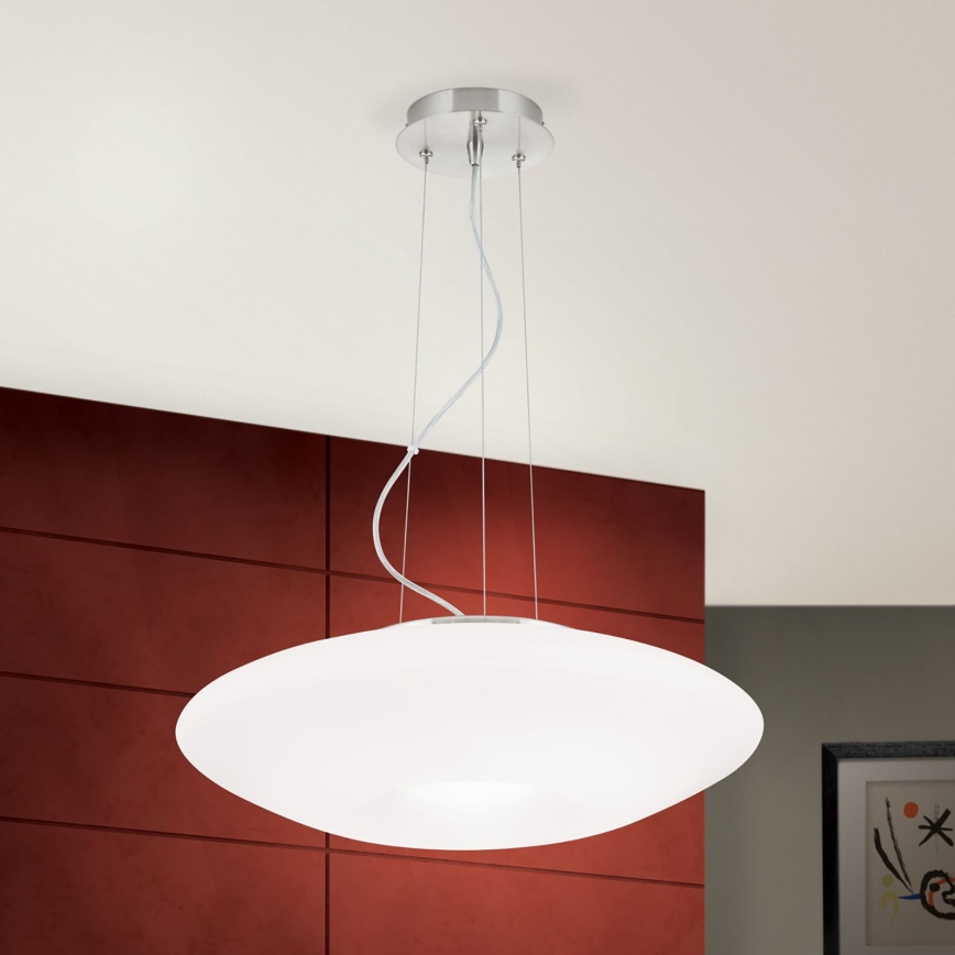 Ljuskrona med textilsladd BLANC 2xE27/60W/230V diameter 49 cm matt krom