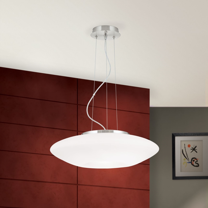 Ljuskrona med textilsladd BLANC 2xE27/60W/230V diameter 49 cm matt krom