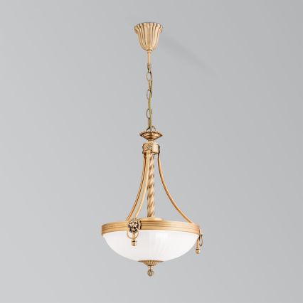 Ljuskrona på kedja ROCCA 3xE27/60W/230V diameter 32 cm brons/vit
