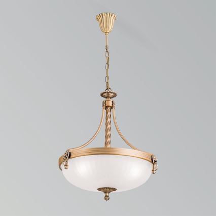 Ljuskrona på kedja ROCCA 3xE27/60W/230V diameter 42 cm brons/vit