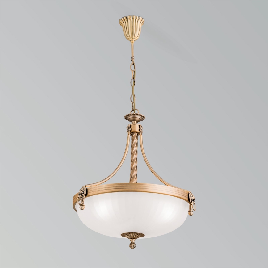 Ljuskrona på kedja ROCCA 3xE27/60W/230V diameter 42 cm brons/vit