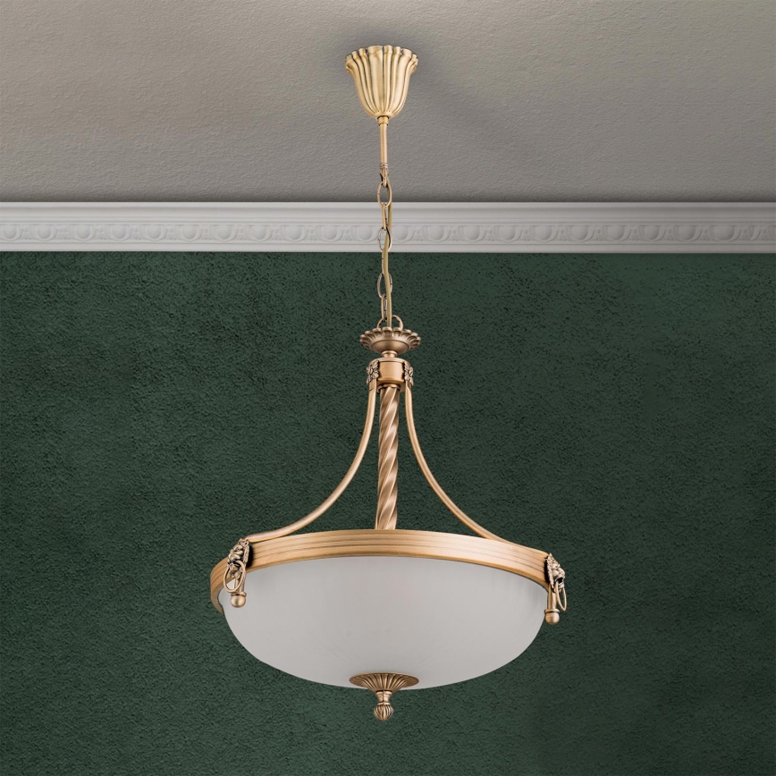 Ljuskrona på kedja ROCCA 3xE27/60W/230V diameter 42 cm brons/vit