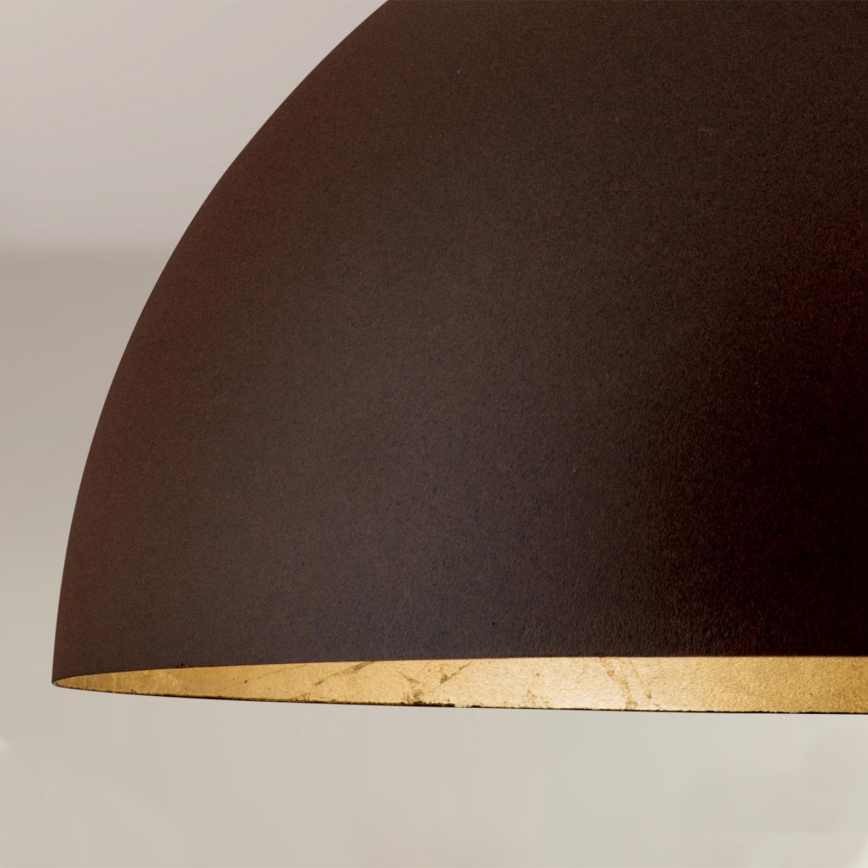 Ljuskrona med textilsladd ELIANO 1xE27/60W/230V diameter 50 cm brun/guld