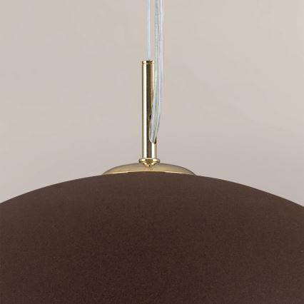 Ljuskrona med textilsladd ELIANO 1xE27/60W/230V diameter 50 cm brun/guld