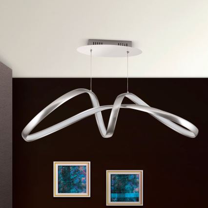 LED ljusreglerad ljuskrona på textilsladd CIRCUS LED/36W/230V silver