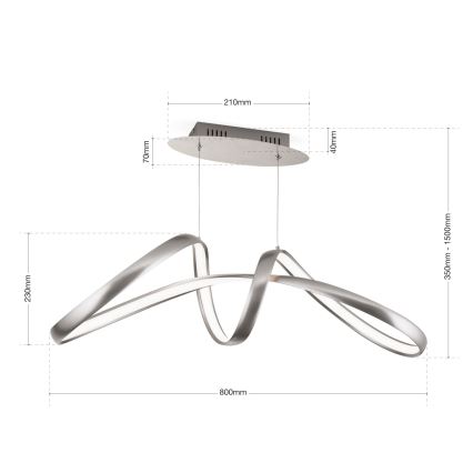 LED ljusreglerad ljuskrona på textilsladd CIRCUS LED/36W/230V silver