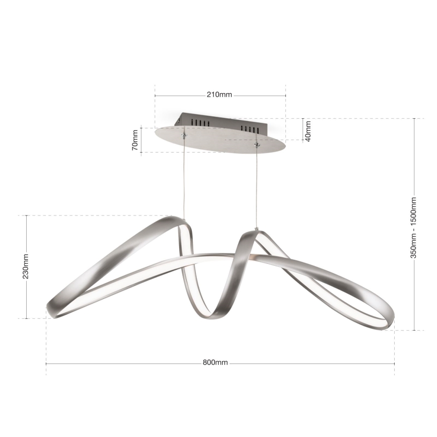 LED ljusreglerad ljuskrona på textilsladd CIRCUS LED/36W/230V silver