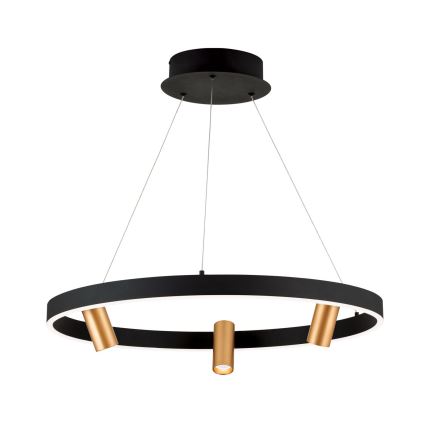 LED ljusreglerad ljuskrona på textilsladd BERLIN LED/50W/230V svart/guld