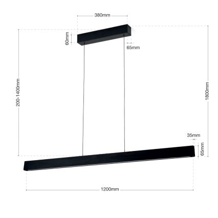 LED Dimbart taklampa TARA LED/44W/230V 2700/3800/4500/5700K svart