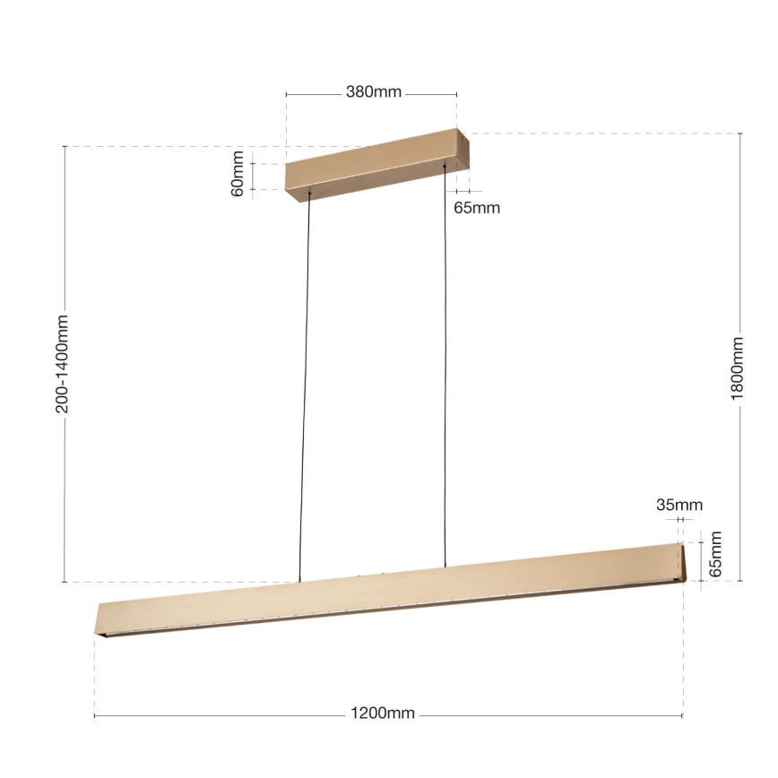 LED ljusreglerad ljuskrona på textilsladd TARA LED/44W/230V 2700/3800/4500/5700K guld