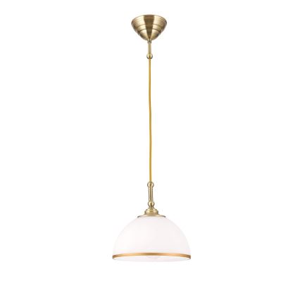 Ljuskrona med textilsladd OLD LAMP 1xE27/40W/230V vit/mässing