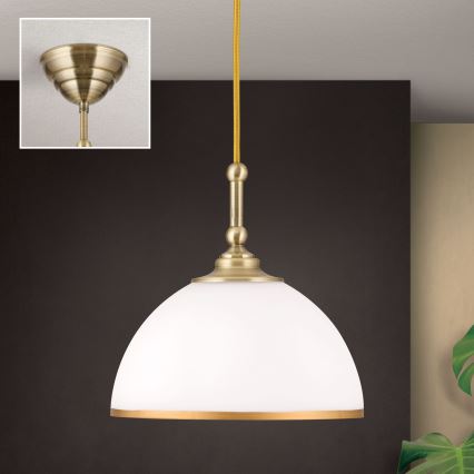 Ljuskrona med textilsladd OLD LAMP 1xE27/40W/230V vit/mässing