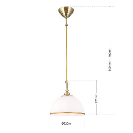 Ljuskrona med textilsladd OLD LAMP 1xE27/40W/230V vit/mässing