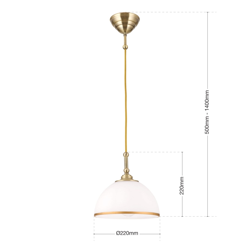 Ljuskrona med textilsladd OLD LAMP 1xE27/40W/230V vit/mässing
