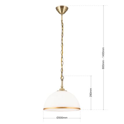 Ljuskrona på kedja OLD LAMP 1xE27/40W/230V diameter 30 cm vit/mässing