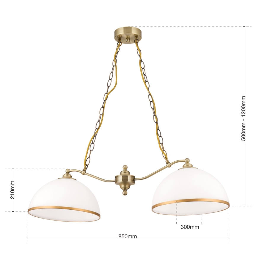Ljuskrona på kedja OLD LAMP 2xE27/40W/230V vit/mässing