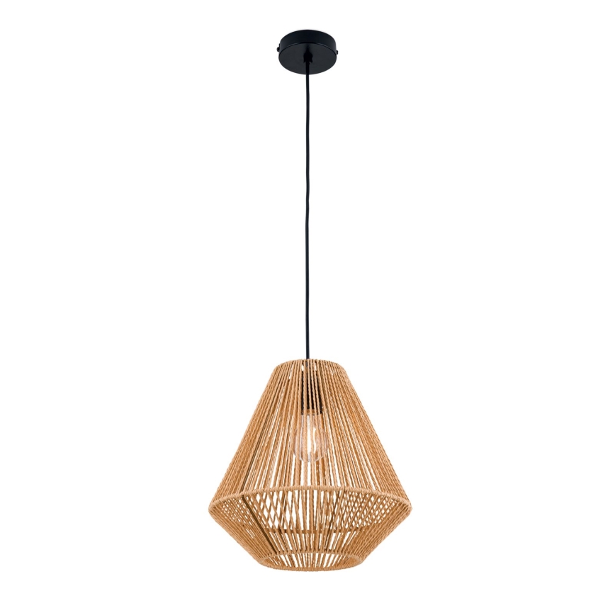 Ljuskrona med textilsladd JUNGLE 1xE27/40W/230V diameter 31 cm hampa