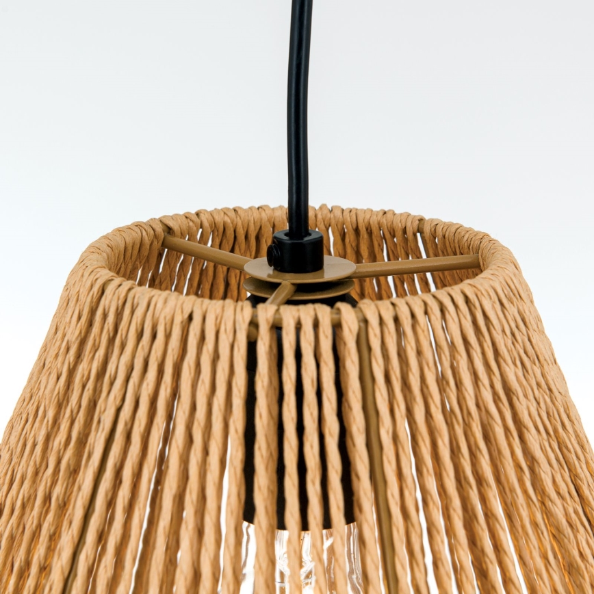 Ljuskrona med textilsladd JUNGLE 1xE27/40W/230V diameter 31 cm hampa