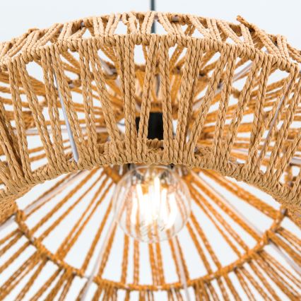 Ljuskrona med textilsladd BASKET 1xE27/40W/230V diameter 40 cm hampa