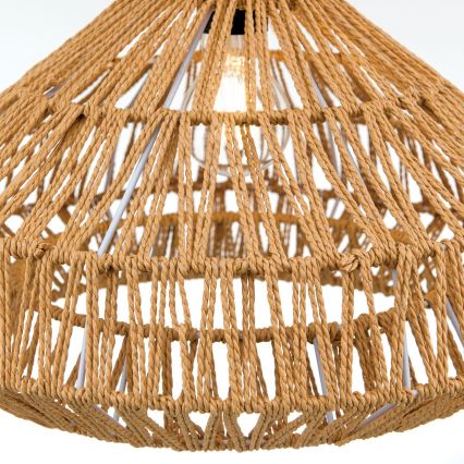 Ljuskrona med textilsladd BASKET 1xE27/40W/230V diameter 40 cm hampa