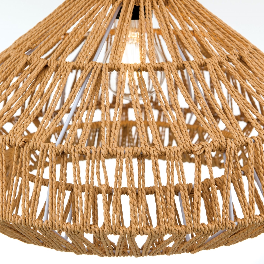 Ljuskrona med textilsladd BASKET 1xE27/40W/230V diameter 40 cm hampa