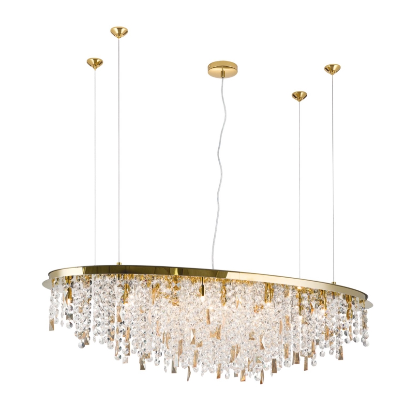 Kristallkrona med textilsladd CRYSTALRIVER 21xG9/40W/230V guld