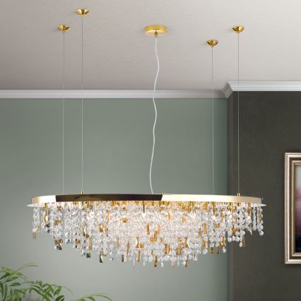 Kristallkrona med textilsladd CRYSTALRIVER 21xG9/40W/230V guld